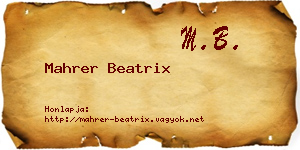 Mahrer Beatrix névjegykártya